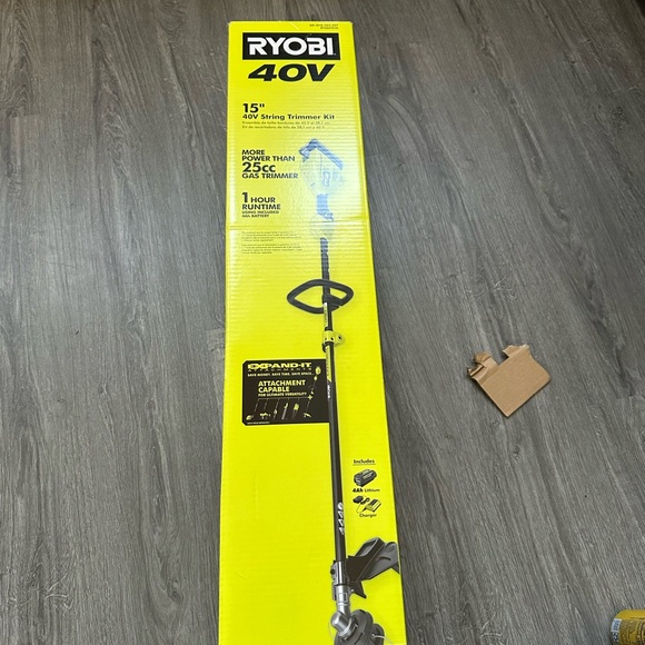 2024 Ryobi 40V weed eater new bough on Home Depot by mistake PICKUP ONLY BOX ope - Picture 2 of 4